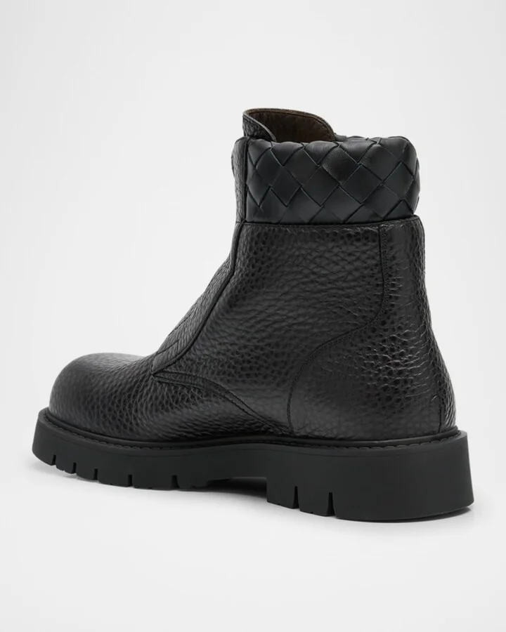 Men's Haddock Grained Leather Zipped Ankle Boots - Image 3