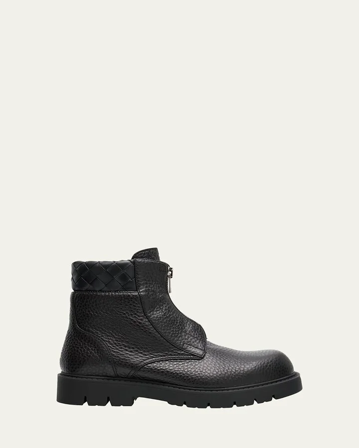 Men's Haddock Grained Leather Zipped Ankle Boots