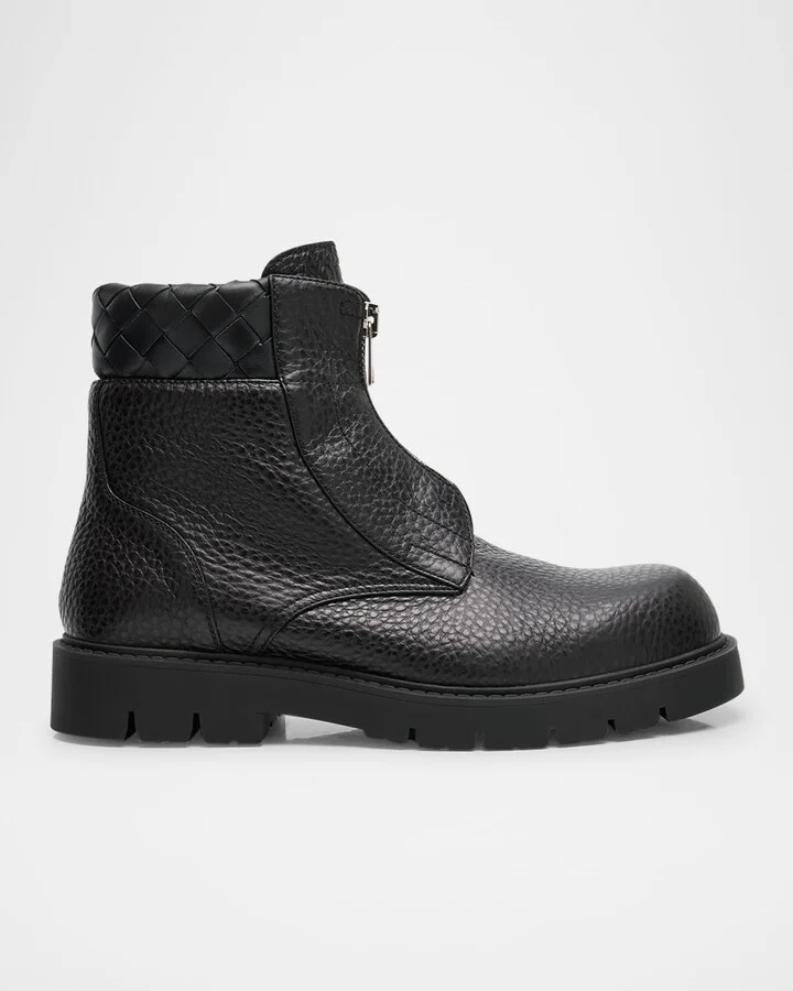 Men's Haddock Grained Leather Zipped Ankle Boots