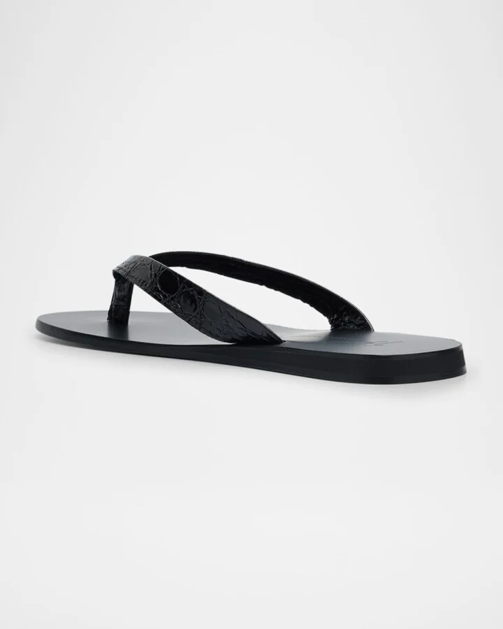 Men's Hally 10 Croc-Effect Leather Flip Flops - Image 9