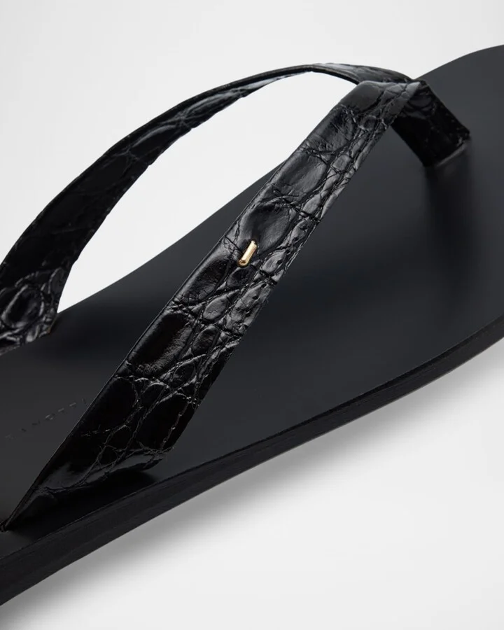 Men's Hally 10 Croc-Effect Leather Flip Flops - Image 10