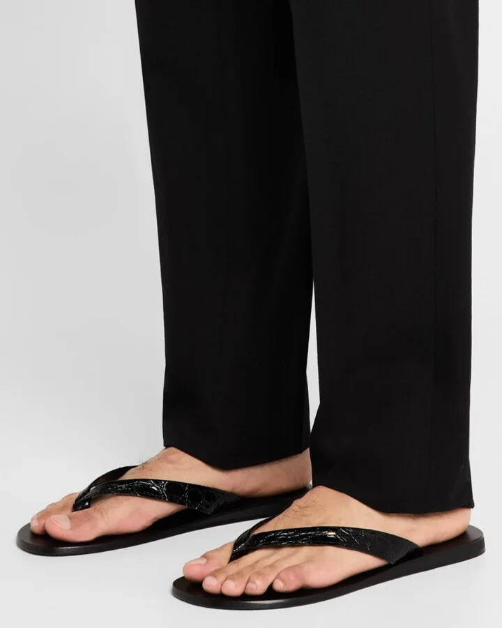 Men's Hally 10 Croc-Effect Leather Flip Flops - Image 11