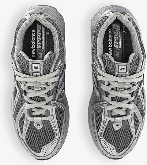 Mens Harbor Grey 1906 Brand-Patch Leather and Mesh Low-Top Trainers Eur 41.5 / 7.5 Uk Men - Image 2