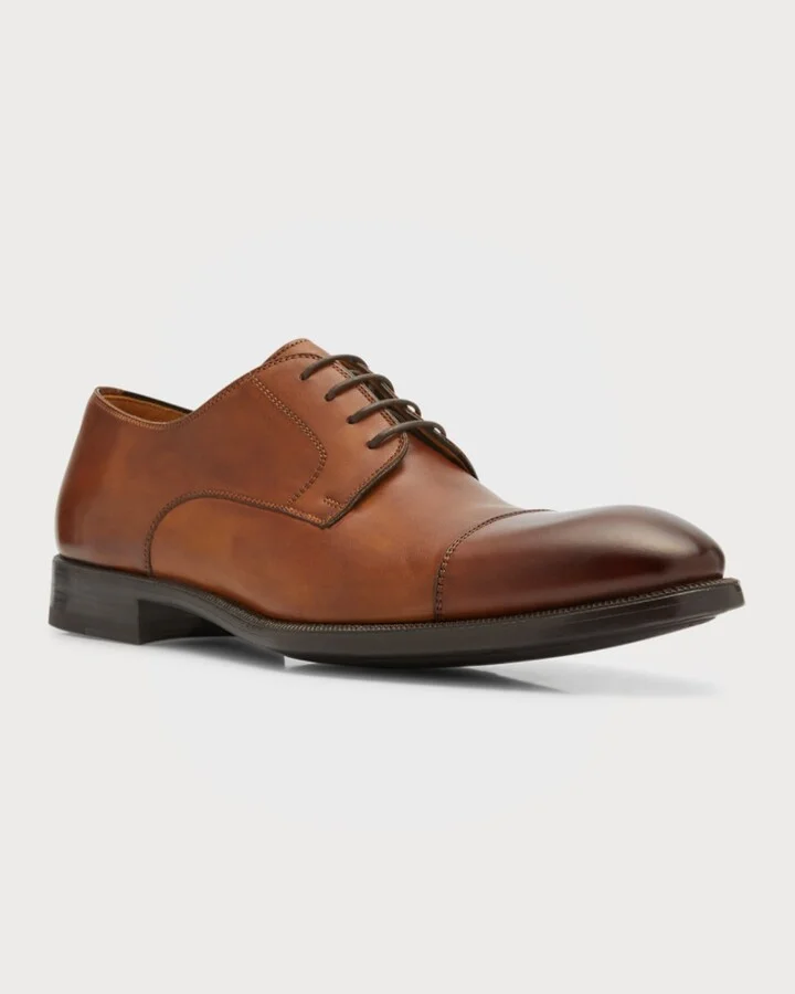 Men's Harlan Rubber Sole Leather Derby Shoes - Image 4