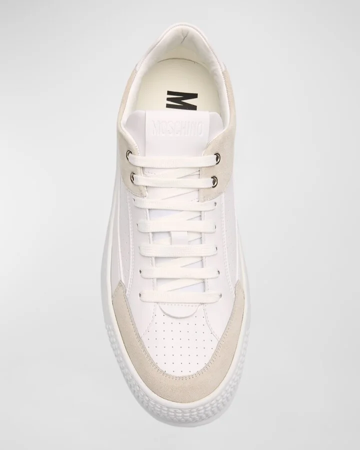 Men's Heel-Logo Leather Low-Top Sneakers - Image 6