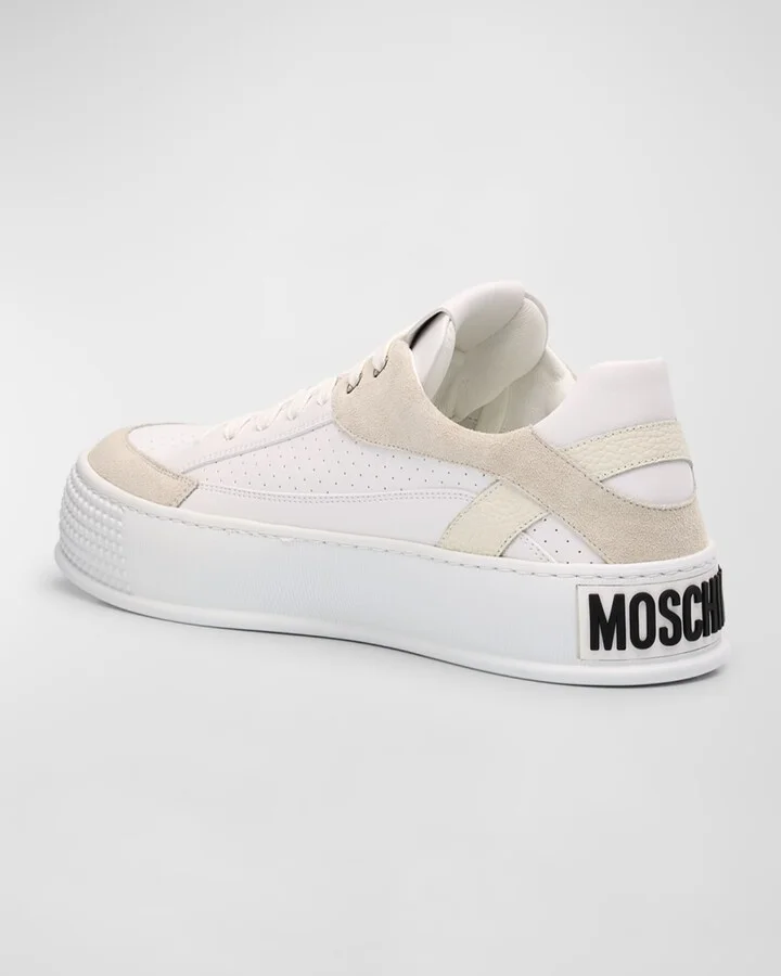 Men's Heel-Logo Leather Low-Top Sneakers - Image 7