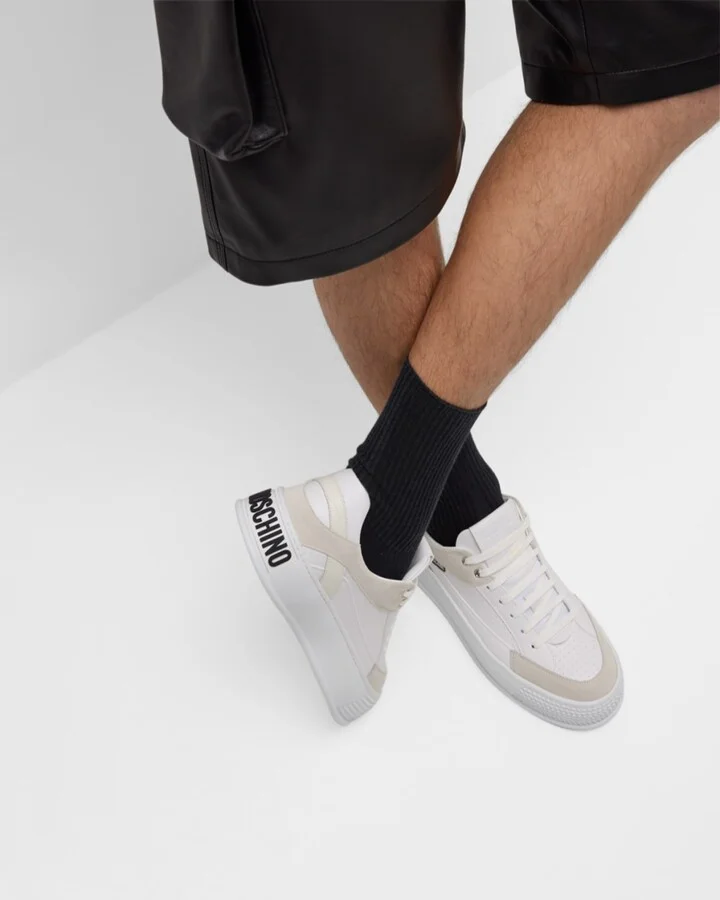 Men's Heel-Logo Leather Low-Top Sneakers - Image 8