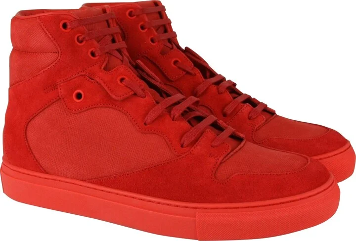 Men's Hi Top Red Nu-buck Suede / Rubber Sneaker - Image 2