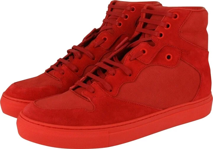 Men's Hi Top Red Nu-buck Suede / Rubber Sneaker - Image 4