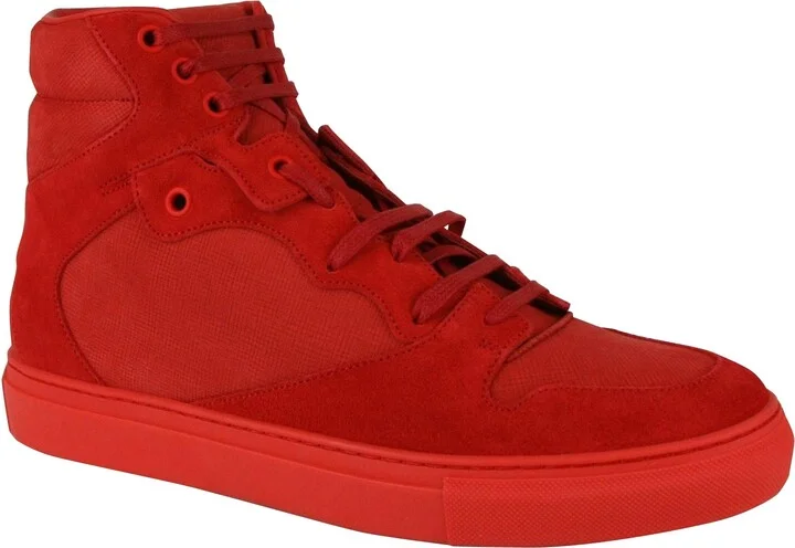 Men's Hi Top Red Nu-buck Suede / Rubber Sneaker