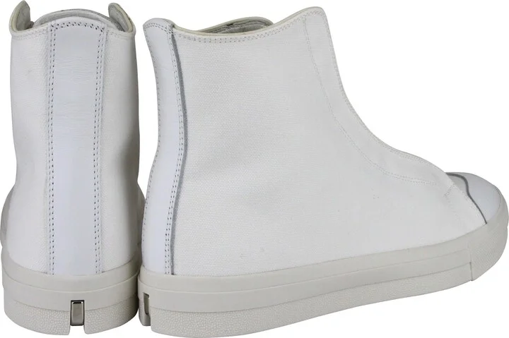 Men's Hi Top White / Ivory Canvas Sneaker - Image 5