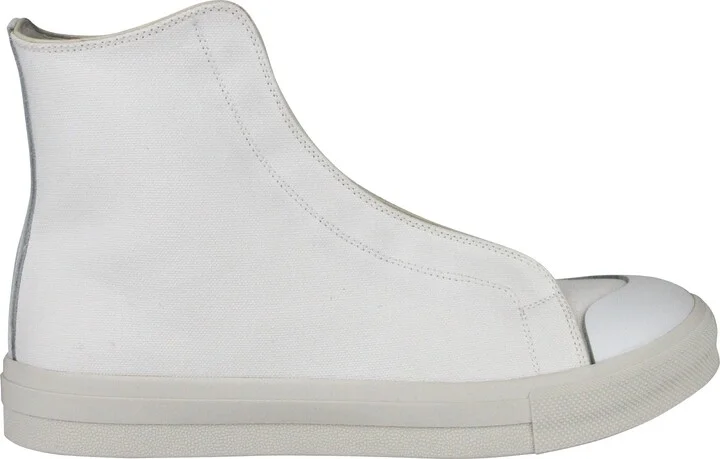 Men's Hi Top White / Ivory Canvas Sneaker - Image 6