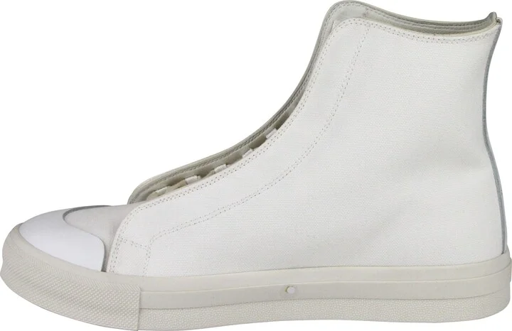 Men's Hi Top White / Ivory Canvas Sneaker - Image 7