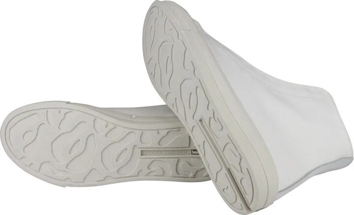 Men's Hi Top White / Ivory Canvas Sneaker - Image 8
