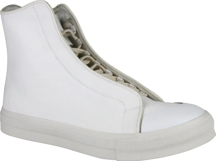 Men's Hi Top White / Ivory Canvas Sneaker