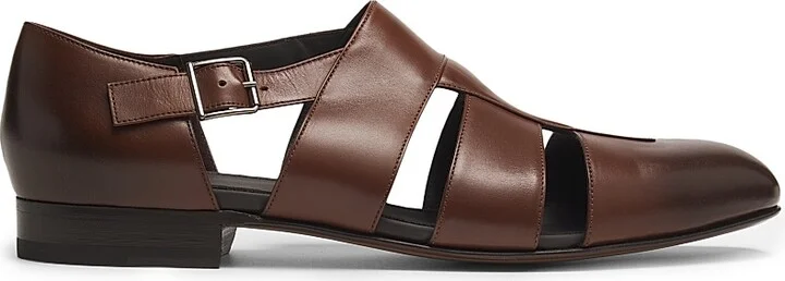 Men's Hickory Leather Fisherman Sandals - Dark Brown - Size 9