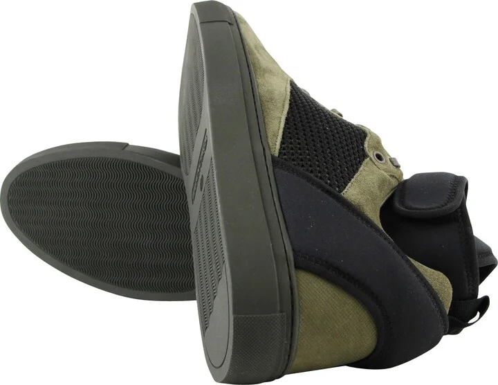 Men's High Top Black / Olive Green Suede Leather Sneakers - Image 8