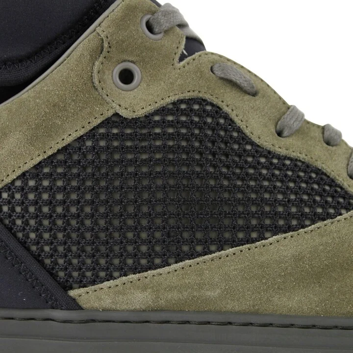 Men's High Top Black / Olive Green Suede Leather Sneakers - Image 10