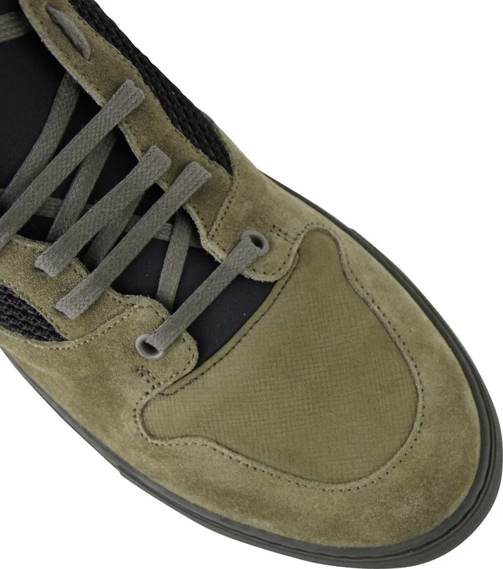 Men's High Top Black / Olive Green Suede Leather Sneakers - Image 11