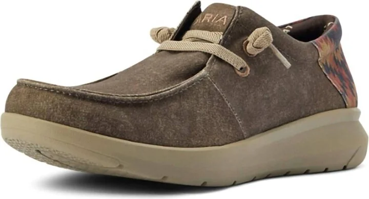Men's Hilo Stretch Lace Aztec Casual Shoe In Dark Tan