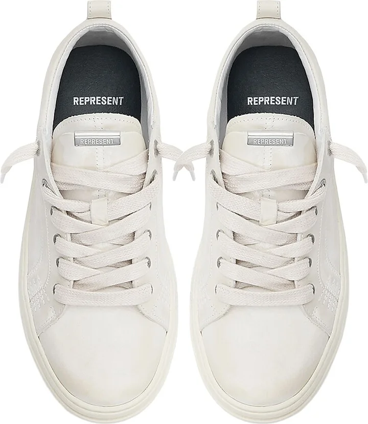 Men's HTN Low-Top Distressed Leather Sneakers - Vintage White - Size 7 - Image 4