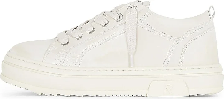 Men's HTN Low-Top Distressed Leather Sneakers - Vintage White - Size 7 - Image 5