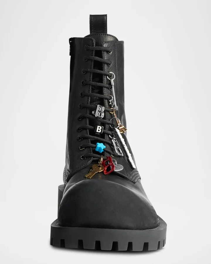 Men's Hummer Leather Lace-Up Booties with Charms - Image 9