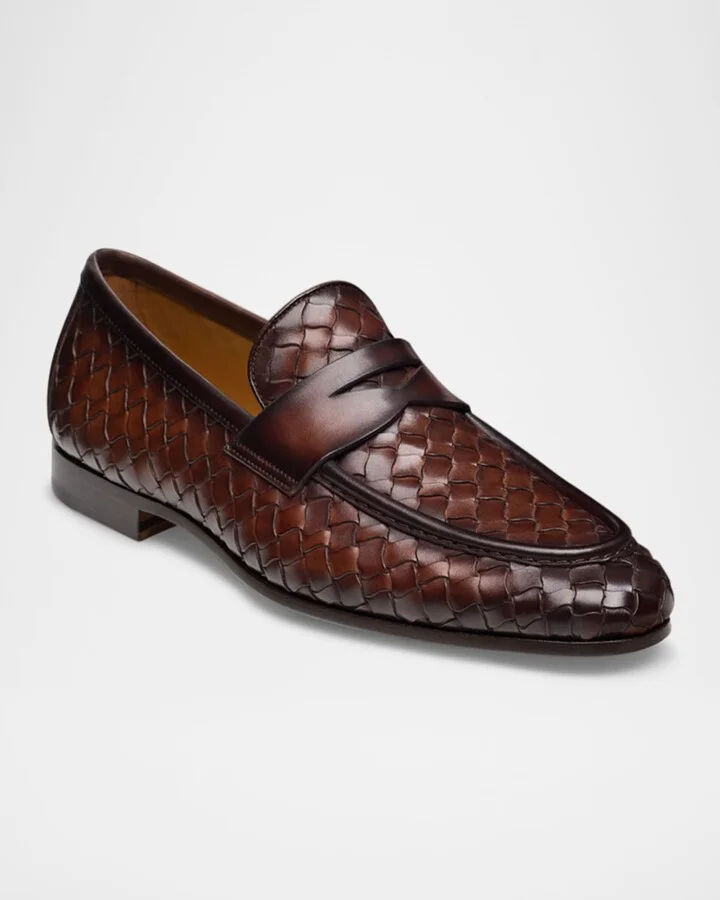 Men's Hyde Woven Leather Penny Loafers - Image 3