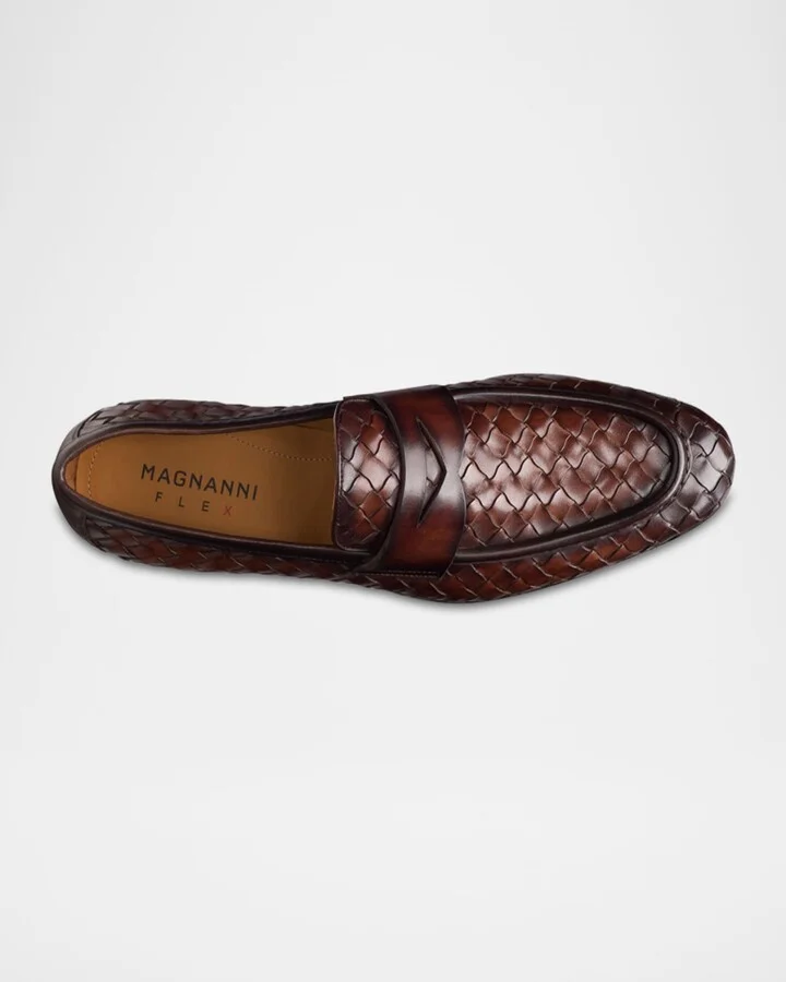 Men's Hyde Woven Leather Penny Loafers - Image 6