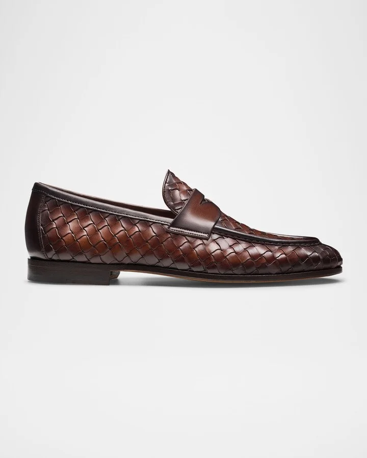 Men's Hyde Woven Leather Penny Loafers