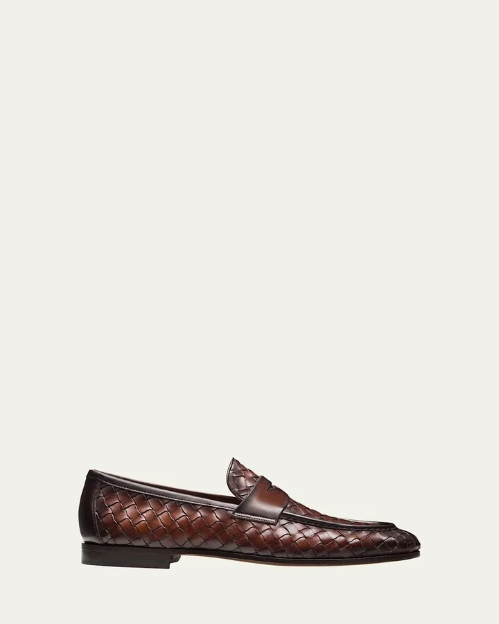 Men's Hyde Woven Leather Penny Loafers