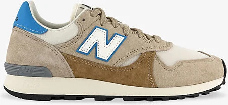 Mens Incense 475 Branded Suede and Mesh Low-Top Trainers 10.5