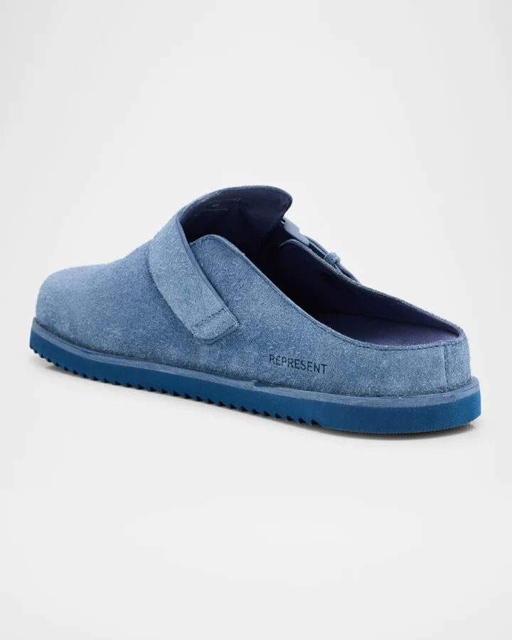 Men's Initial Buckle Suede Mules - Image 4