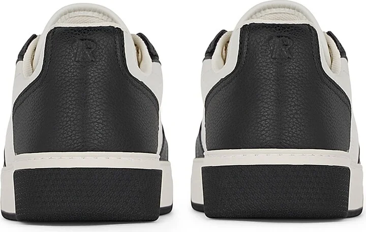 Men's Initial Leather Low-Top Sneakers - Black Vintage White - Size 8.5 - Image 3
