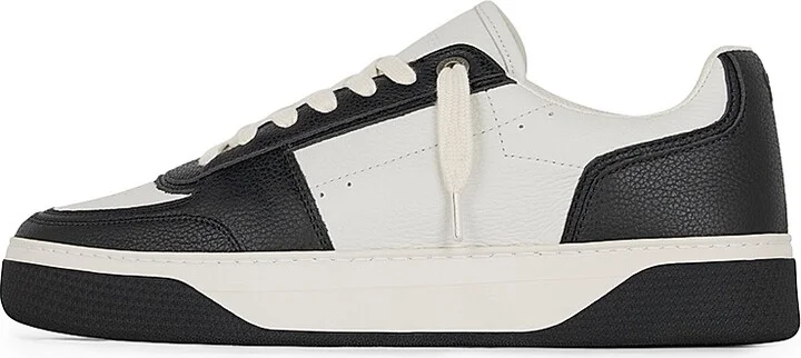 Men's Initial Leather Low-Top Sneakers - Black Vintage White - Size 8.5 - Image 4