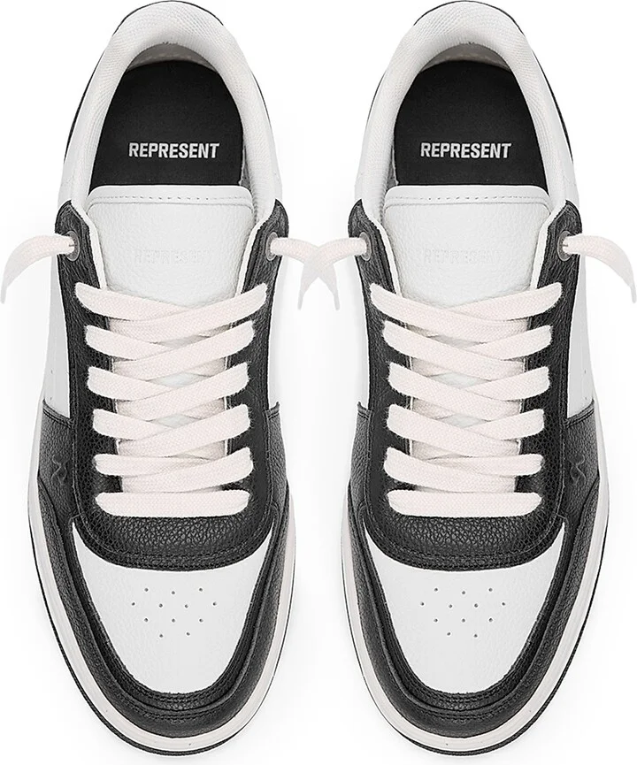 Men's Initial Leather Low-Top Sneakers - Black Vintage White - Size 8.5 - Image 5