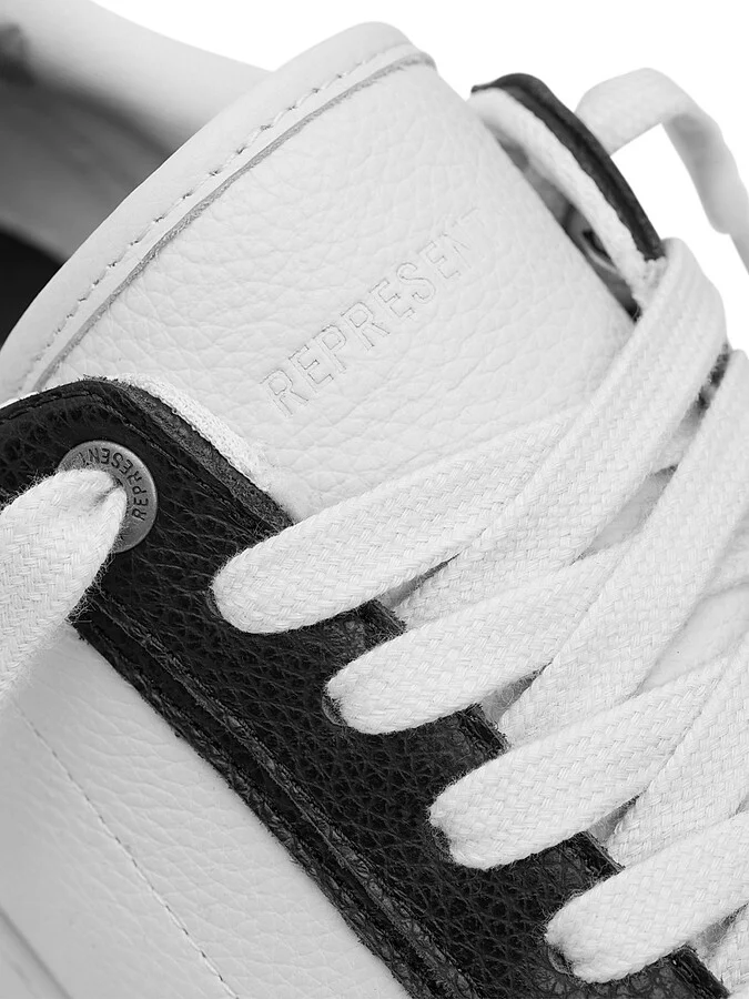 Men's Initial Leather Low-Top Sneakers - Black Vintage White - Size 8.5 - Image 6