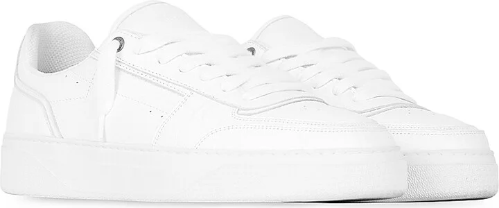 Men's Initial Leather Low-Top Sneakers - Flat White - Size 8 - Image 2