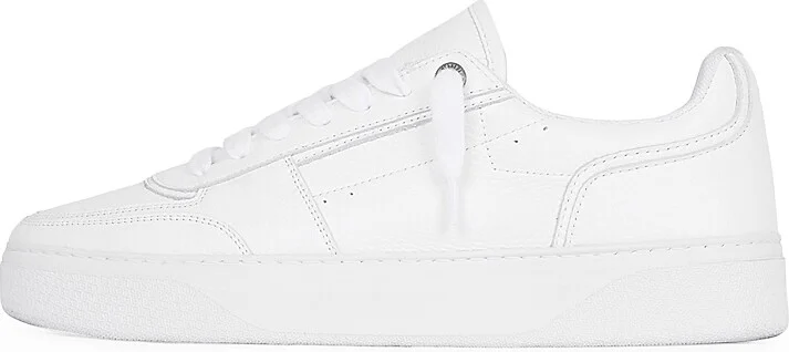 Men's Initial Leather Low-Top Sneakers - Flat White - Size 8 - Image 4
