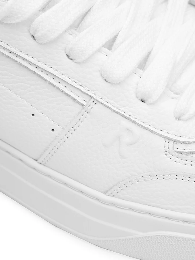 Men's Initial Leather Low-Top Sneakers - Flat White - Size 8 - Image 7