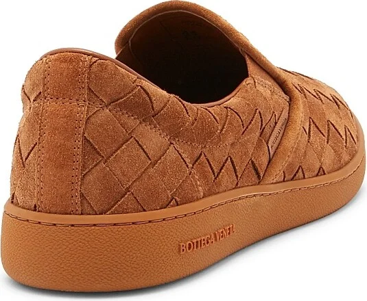 Men's Intrecciato Leather Sneakers - Caramel - Size 9 - Image 3