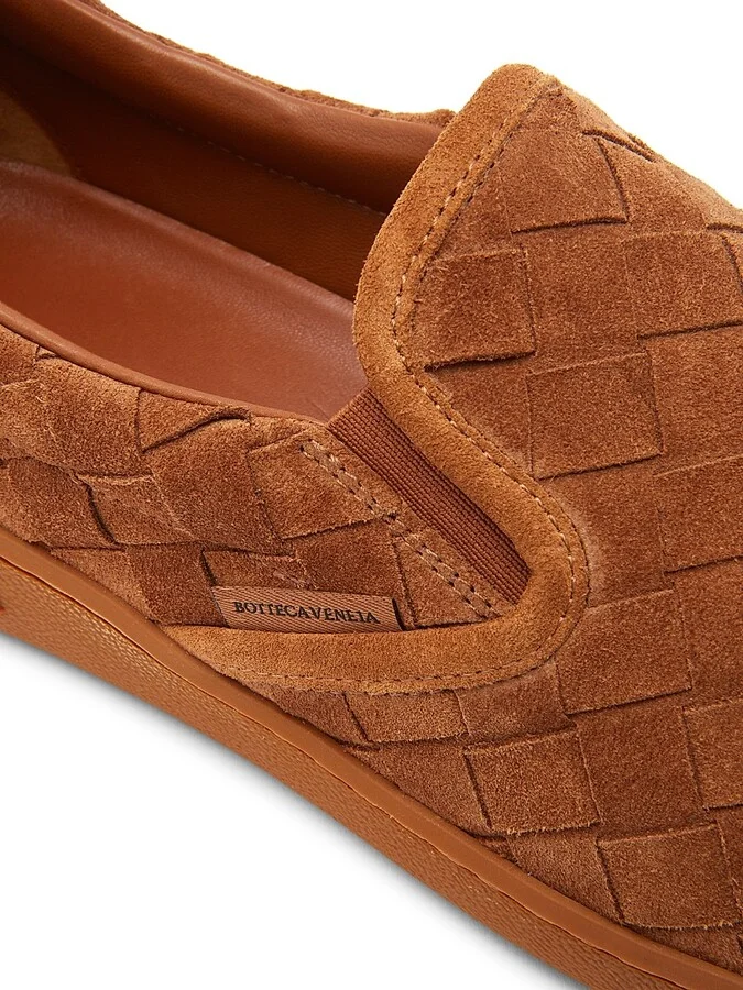 Men's Intrecciato Leather Sneakers - Caramel - Size 9 - Image 6