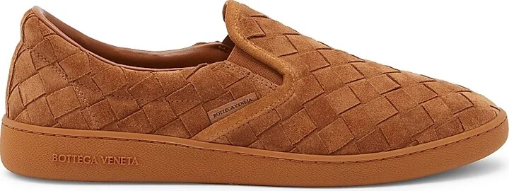 Men's Intrecciato Leather Sneakers - Caramel - Size 9