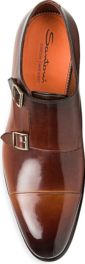 Men's Ira Double Monk Strap Leather Dress Shoes - Dark Brown - Size 7 - Image 4