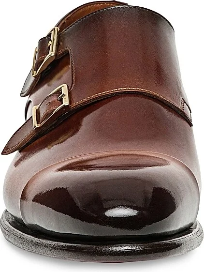 Men's Ira Double Monk Strap Leather Dress Shoes - Dark Brown - Size 7 - Image 5