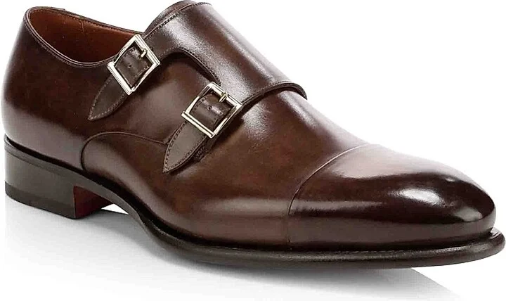 Men's Ira Double Monk Strap Leather Loafers - Medium Brown - Size 8.5 - Image 2