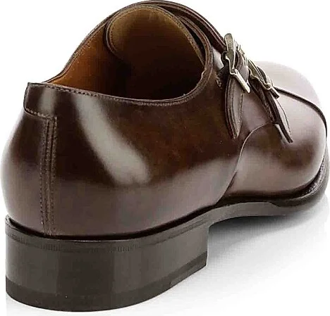 Men's Ira Double Monk Strap Leather Loafers - Medium Brown - Size 8.5 - Image 3
