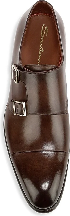 Men's Ira Double Monk Strap Leather Loafers - Medium Brown - Size 8.5 - Image 5