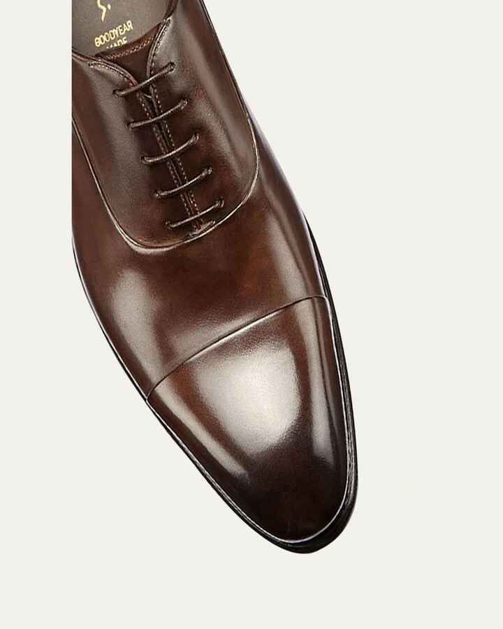 Men's Isaac Cap-Toe Leather Oxford Shoes - Image 2