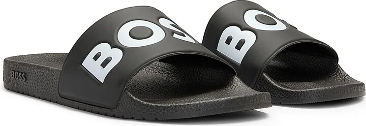 Men's Italian-Made Slides with Large Logo Detail - Black - Size 11 - Image 2